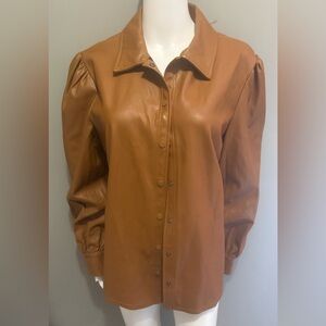 The Limited Tan Faux Leather Button Down Shirt Size XL